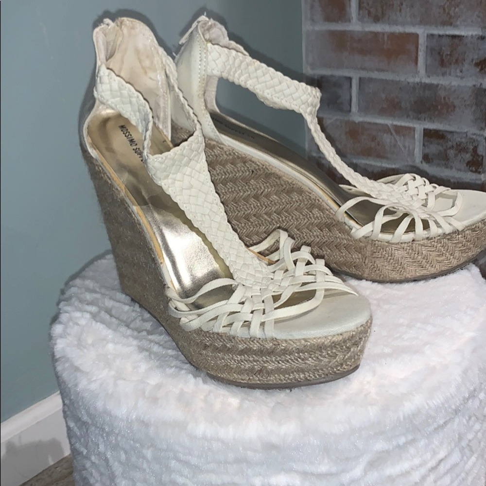 White wedge heels